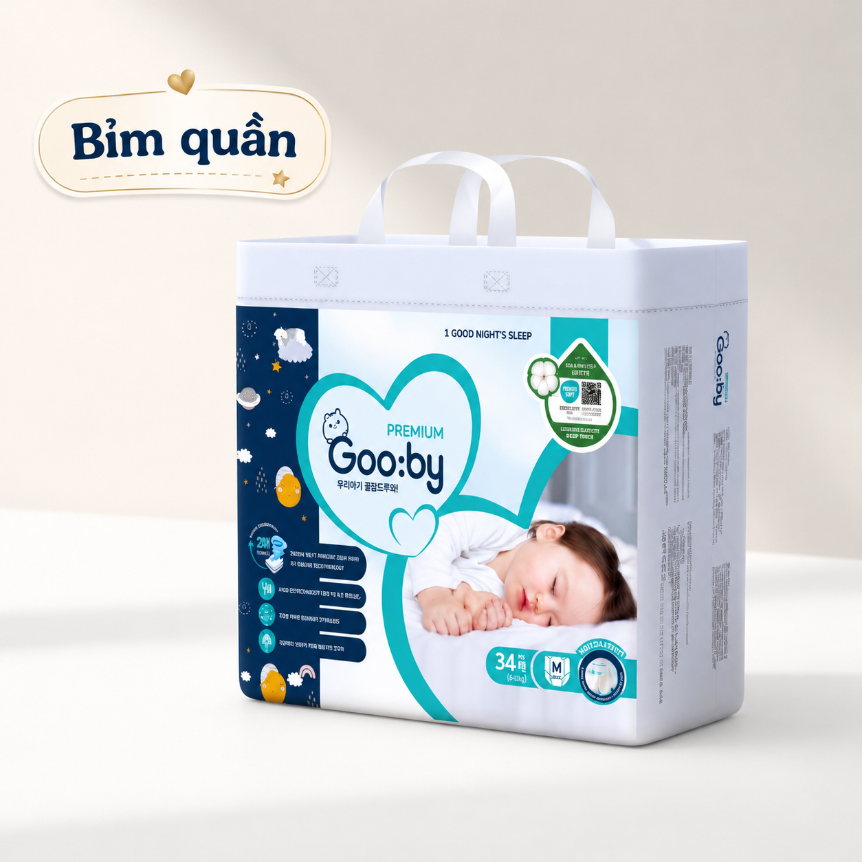 Bỉm quần Gooby Đêm Premium Size M