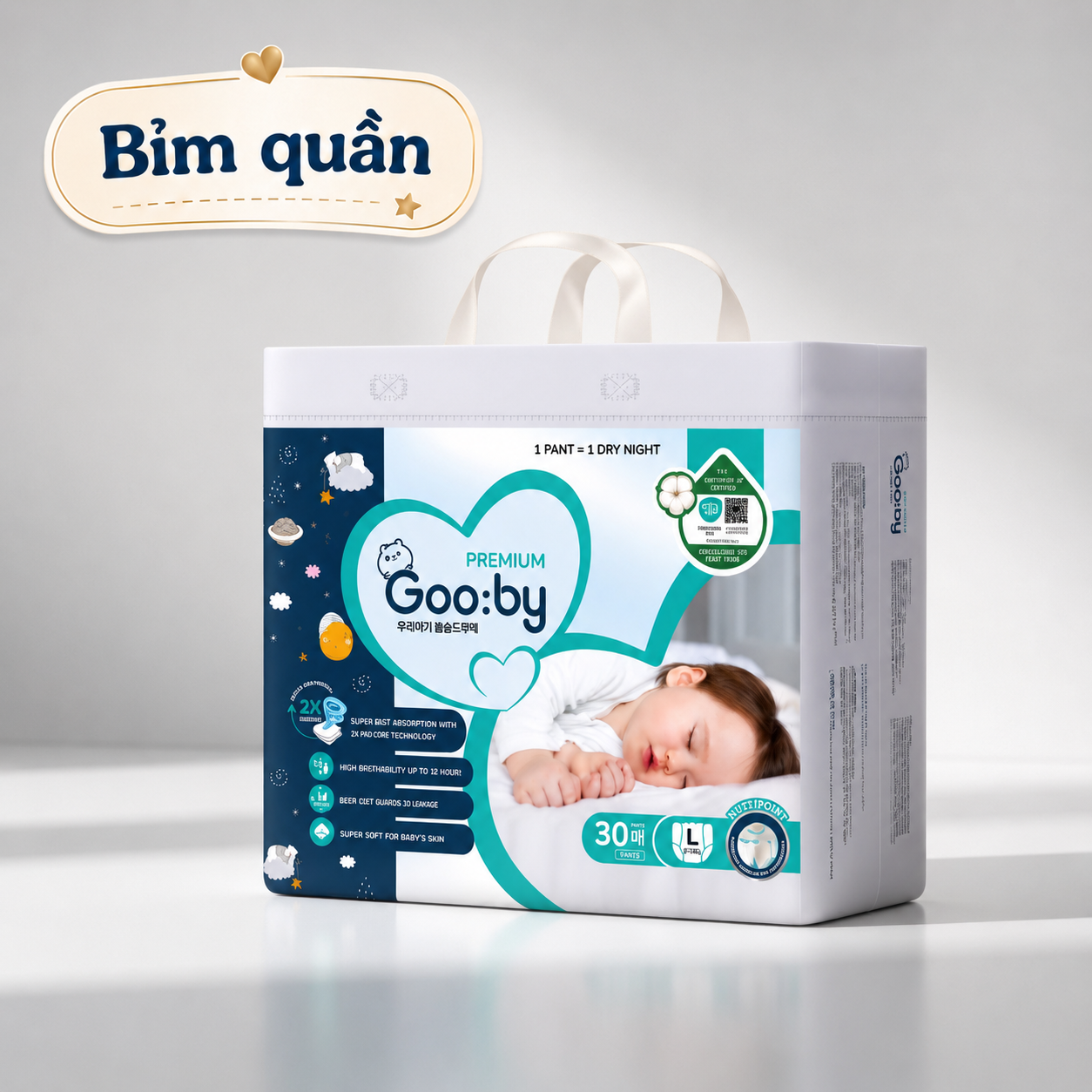 Bỉm quần Gooby Đêm Premium Size L